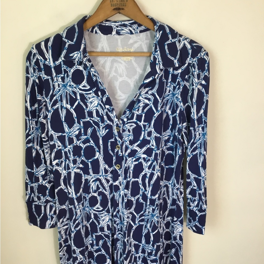 Lilly Pulitzer Ansley High Tide Lucky Bamboo 1/4 Length Sleeve Dress - Picture 4 of 8